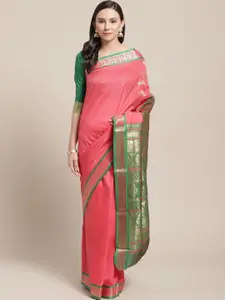 Chhabra 555 Coral Pink Woven Design Kanjeevaram Saree