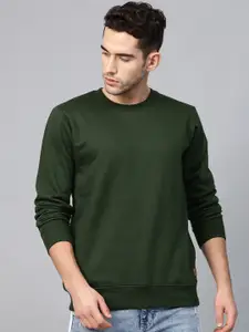 Roadster Men Green Solid Sweatshirt