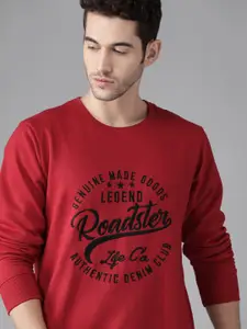 Roadster Men Red & Black Printed Sweatshirt