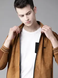 Roadster Men Brown Solid Varsity Jacket