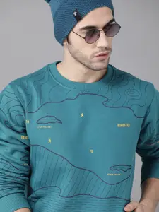 Roadster Men Blue Geometric Print Sweatshirt