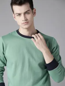 Roadster Men Green Solid Sweatshirt