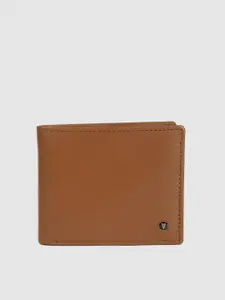 Van Heusen Men Tan Brown Solid Two Fold Leather Wallet