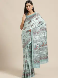 Saree mall Blue & Brown Printed Saree