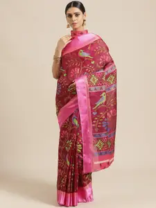 Saree mall Magenta & Pink Woven Design Saree