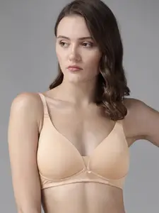 Roadster Nude-Coloured Solid T-shirt Bra - Lightly Padded