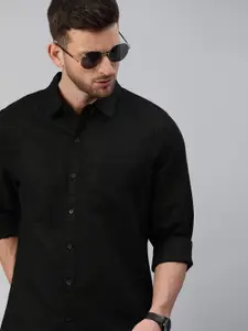 WROGN Men Black Slim Fit Cotton Casual Shirt