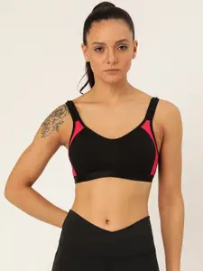 Lady Lyka Black Solid Non-Wired Non Padded Sports Bra LILAC