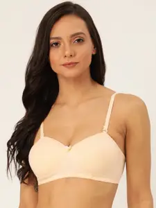 Lady Lyka Cream-Coloured Solid Non-Wired Lightly Padded T-shirt Bra SWEET18-SKN