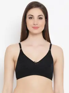 Clovia Non-Padded Non-Wired Bra In Black With Full Cups