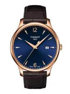 TISSOT Men Navy Blue Tradition Swiss Made Analogue Watch T0636103604700