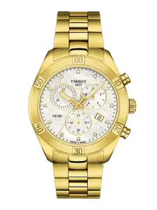 TISSOT Women White PR 100 Sport Chic Chronograph Diamonds Analogue Watch T1019173311601