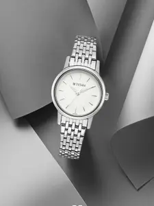 Titan Women White & Silver Analogue Watch 2593SM04