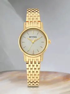 Titan Women White & Gold Analogue Watch 2593YM02