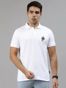 French Connection Men White Slim Fit Solid Polo Collar Pure Cotton T-shirt