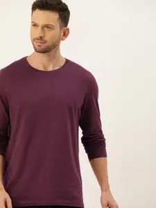 INVICTUS Men Maroon Anti Microbial Solid Round Neck Pure Cotton T-shirt