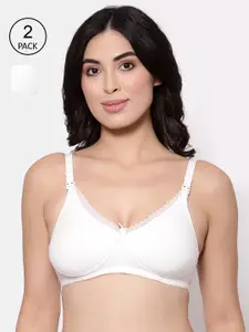 Inner Sense Organic Cotton Antimicrobial Laced Soft Nursing Sustainable Bra(Pack of 2) IMBC003E