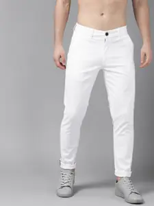 Roadster Men White Solid Slim Fit Chinos