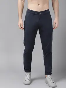 Roadster Men Navy Blue Tapered Slim Fit Solid Chinos