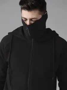 Roadster Men Black Solid Hooded Sweatshirt