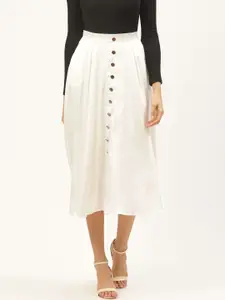 ANVI Be Yourself Women White Solid A-Line Skirt