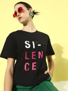 The Roadster Lifestyle CO. Typography Printed Pure Cotton T-shirt