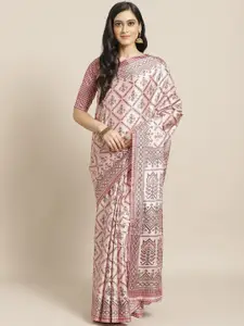 Saree mall Pink & Maroon Geometric Printed Saree
