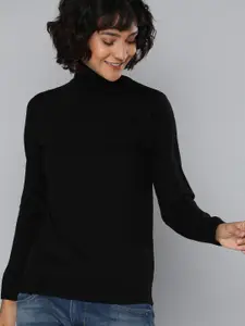 HERE&NOW Women Black Solid Pullover Sweater
