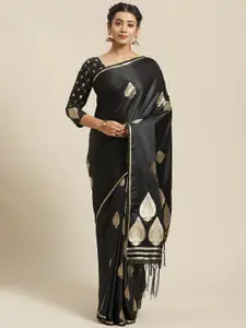 Saree mall Black & Golden Woven Design Banarasi Saree