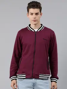 Urbano Fashion Men Burgundy Solid Sweatshirt