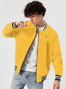 Urbano Fashion Men Cotton Zippered Varsity Jacket