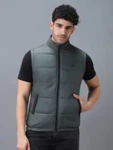 Urbano Fashion Men Olive Green Solid Puffer Jacket