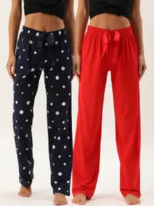 Slumber Jill Woman's Navy Blue and Red Solid Lounge Pants