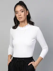 SASSAFRAS White High-Neck Top