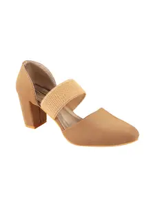 Shoetopia Women Tan Brown Solid Block Heels