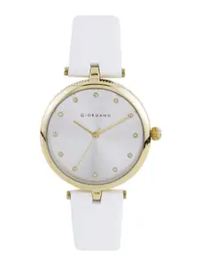 GIORDANO Women Silver-Toned Stone-Studded Dial Watch A2038-02