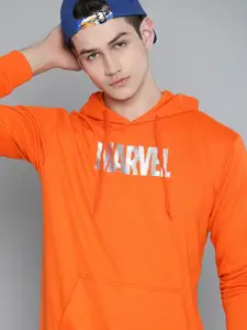 Kook N Keech Marvel Men Orange Printed Hooded Sweatshirt