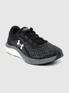 UNDER ARMOUR Women Black & Charcoal Grey Woven Design Liquify Rebel Running Shoes