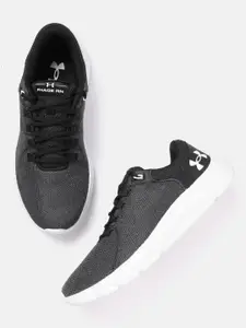 UNDER ARMOUR Men Charcoal Grey & Black Phade RN Woven Design Running Shoes