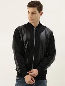 Campus Sutra Men Black Solid Bomber Jacket