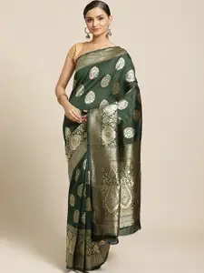 Shaily Green & Golden Zari Woven Design Saree