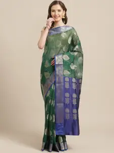 Shaily Green & Golden Zari Woven Design Saree