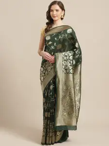 Shaily Green & Golden Woven Design Saree