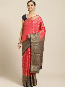 Shaily Red & Golden Ethnic Zari Woven Design Saree