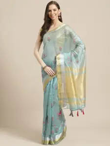 Shaily Blue & Pink Embroidered Saree