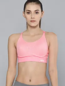 HRX by Hrithik Roshan Women Pink Self-Design Rapid-Dry Running Sports Bra 23701-A