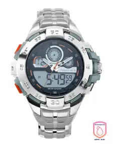 Fastrack Men Silver-Toned & Black Analogue and Digital Watch 38054PM02