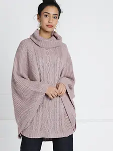 all about you Women Lavender Cable Knit Poncho