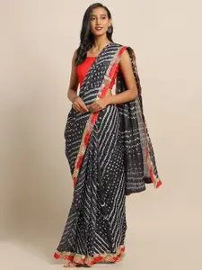 Geroo Jaipur Hand Dyed Black Bandhani Georgette  Sustainable Saree