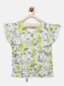Tiny Girl White & Yellow Printed Top